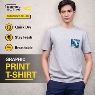 camel active Men's Outdoor Casual Regular Fit Graphic Print T-Shirt - Melange 282-X26H2950