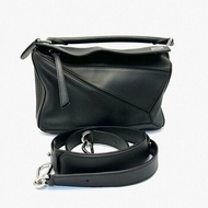 LOEWE 黑色銀扣Puzzle小號幾何肩背斜背包 24*10.5*16.5 98新配件塵袋