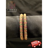 GOLD PLATED INDIAN COLOUR STONE BANGLES 2