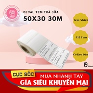 Milk tea stamp roll 50x30 30m - Thermal stamps for label printing, barcode printing, 10c sub-stamp p