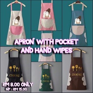 READY STOCK APRON HIGH QUALITY WATER REPELLANT MATERIAL WITH HAND WIPE SIDES