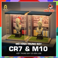 [Available] Messi / Ronaldo Player Model Statue Set with Mica Display Box with LED Light World Cup 2