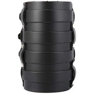 HZMAN Mens Leather Wide Triple Strap Cuff Wrap Gauntlet Wristband Buckle Fastening Arm Armor Cuff 4 