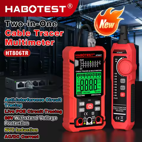 HABOTEST HT806TR Network Cable Tester Digital Multimeter Lan Cable Tracking NCV Measure Sensitivity 