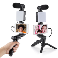 4in1 Video Making Kit AY-49 Mikrofon + Lampu Led + Vlogging Kit + Tripod + Remote Video Vlogging Kit