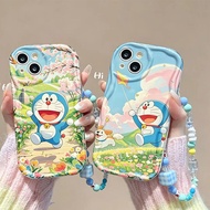 ‌Pretty Cute Doraemon Chain Casing For OPPO Realme 15 14 13 Pro Plus C75 C63 C53 C51 C61 Note 50 60 