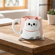 GUADALUPE Ceramic Mug, Hand Painted 3D Embossed Coffee Cup, Cute Cat Pattern Cartoon 500ml Milk Mug 