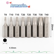 ARMARIO 1pc Torx Bits, 25mm Length S2 Alloy Steel Screw Driver Bit, T6-T40 1/4 Inch Hex Shank 6 Poin