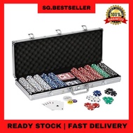SG SELLER - Professional Texas holdem Set Poker Chips Set 100 200 300 500 Chips 2 Poker Card Deck Bl
