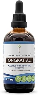 Secrets of the Tribe Tongkat Ali Alcohol-Free Extract, High-Potency Herbal Drops, Tincture Made from Wildcrafted Tongkat Ali (Eurycoma longifolia) Dried Root 4 oz