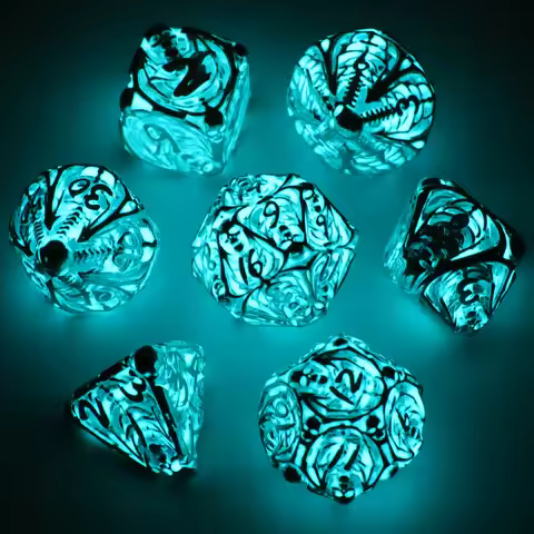Fluorescence DND Dice, Metal Dice Set Polyhedral Hollow Role Playing D and D Starter Dice for RPG Ta