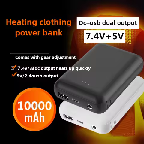 7.4V 3A Heating Clothing Power Bank with 10000mAh Heating Pad Battery and 5V Dual Output for Heating