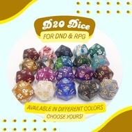 1 pc. D20 Dice - Available in Different Colors - For Desk Accessories, Board Games, Collectibles