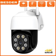 BESDER 4K 8MP PTZ Mini WIFI Camera Waterproof Outdoor Surveillance CCTV Camera 5MP 1080P AI Human Detection 5X Zoom Connect to Cellphone FHD Security 3MP IP Camera