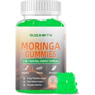 Moringa Gummies for Men | 3-Herb Natural Energy & Stress Balance | Blood Flow Support | Non-GMO, No 