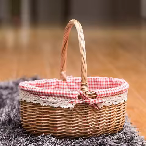 Wicker Basket Gift Baskets Empty Oval Willow Woven Picnic Basket with Handle Wedding Basket Small HO