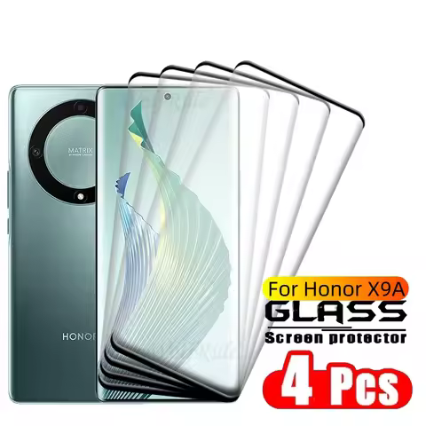 4PCS For Honor X9A Glass Huawei Honor X9A Tempered Glass Protective 9D 9H HD Full Curved Cover Scree