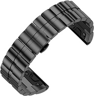 GANYUU 26mm Quick Release Band Metal Easy Fit Stainless Steel Watch Bands Wrist Strap for Garmin Fenix 7X 5X/Fenix 3/Fenix 3 HR Watch (Color : Black, Size : Fenix 7X)