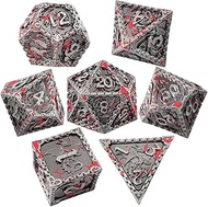 Namvo 7pcs Blood Polyhedron Dice Set for DND Metal Dice with Box D20 D12 D10 D% D8 D6 D4 Dice Set fo