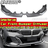 For BMW 5 Series I5 G60 G61 2024 Body Kit Front Bumper Lip Carbon Fiber Look Blade Style Bumper Apro