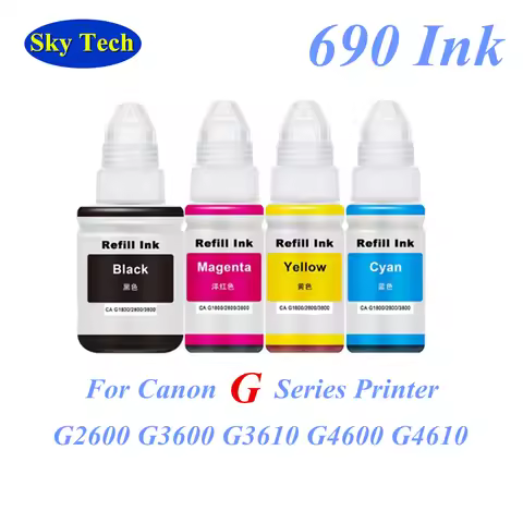 Sky 690 GI-690 Ink ,Premium Refill Ink For Canon PIXMA G2600 G3600 G3610 G4600 G4610 Printer