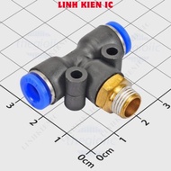 [3 Pieces]- PB6-01 T-Threaded Pneumatic Connector Tube 6mm External Thread 9.7mm, 1/8inch Linhkien I