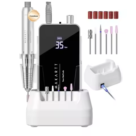 Makartt 35000RPM Nail Drill Cordless Electric Manicure Pedicure Kit Professional E File for Acrylic 