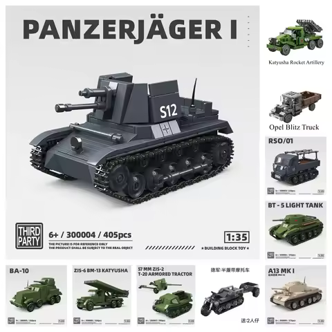 Ww2 Military Tank World War II PANZERJAGER I Building Blocks Bricks Collection Model Educational Toy