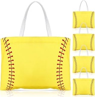 6 Pcs Large Softball Tote Bag Shoulder Softball Handbag Casual Sports Mom Gifts Beach Travel Team Purses for Women Men Player Coach Lover Snack