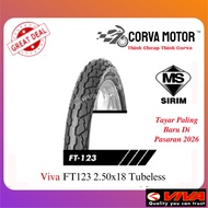 Corva Motor Tayar Viva Tubeless Ft123 (Bunga Sotong) 2.50-18 250-18 Tubeless Tayar 2.50 18 Tubeless