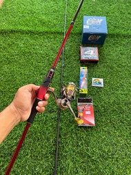 ชุดพร้อมตกปลาหมึก ตีชายฝั่ง ตกปลาทะเล คันViolet สปิ้น 8 ฟุต เวท 8-15lb  +รอกMK 2500 รอกGA2000