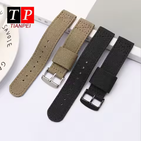 Thickened canvas watch belt for SEIKO 5/casio/citizen 18mm 20mm 22mm watch strap sports ventilation