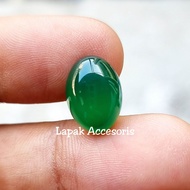 Batu Akik Asli Natural Green Chalcedony / Hijau Garut / Bacan 12x 16mm