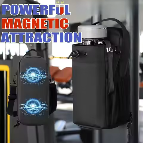 Magnetic Gym Bag,Magnetic Water Bottle Holder,Gym Pouch with Phone Pocket & Strap, Strong Workout Ba