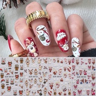 4pcs Christmas Glitter Manicure Relief Stickers - Santa Claus, Snowman, Snowflakes, Elk, Gingerbread