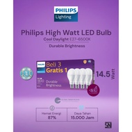 Philips High Watt LED Bulb 14.5W E27 6500K 230V 4CT/4 9 ID Cool Daylight 6500k (MULTIPACK)