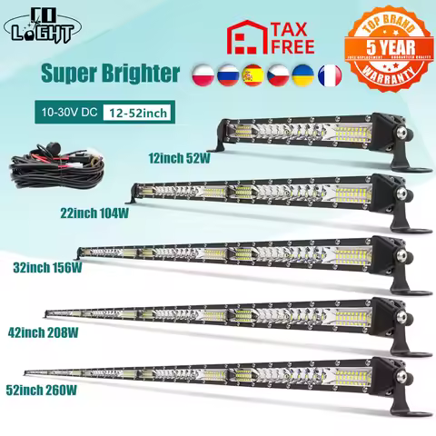 CO LIGHT Super Slim 12" 22" 32" 42" 52" Offroad Led Light Bar Spot Flood Combo Beam 4x4 Led Work Lig