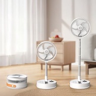 充電式電風扇 定時/LED夜燈/四段風速 伸縮/摺疊露營桌上型立扇