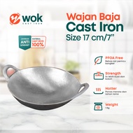 Pre-Seasoned Cast Steel Wok 6 Pieces (16cm) Thick / Cast Iron Wok / Cast Iron Wok / Frying Pan