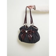 HIATUS Retro vintage Polka Dot Bow Shoulder Tote Bag Medieval Japanese Retro Art Simple Bag