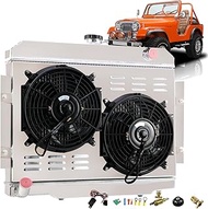 ReadyCool For 1972-86 Jeep Scrambler CJ5 CJ6 CJ7 L6 V8 Aluminum 3 Row Radiator Shroud Fans