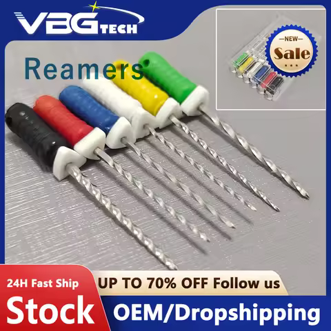 6pcs/Pack Dental Endodontic R Files Endo Root Canal File Reamers Hand Use Stainless Steel K-File 21m