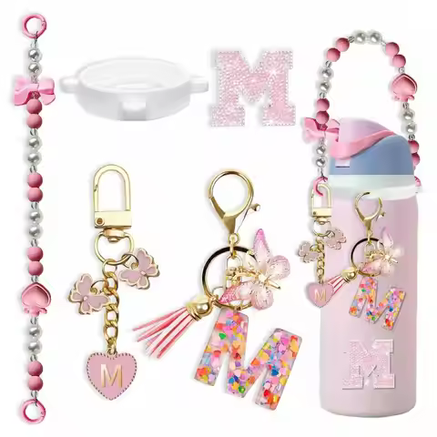 Cute Letter Charm Set for Owala Water Bottle 24oz, 32oz, 40oz, Owala Kids & Coffee Tumbler, FreeSip 
