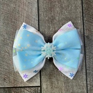 Elsa 公主主題髮飾，單邊蝴蝶結髮夾