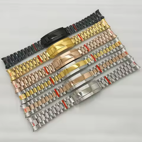 Gold 20MM Presidential Bracelet 316L Stainless Steel Glide Lock Clasp Wristband for Seiko Daytona Su