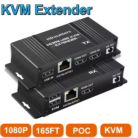 HDMI KVM Extender Over Cat5e/6 Cable up to 50M USB 2.0 KVM HDMI Extender with HDMI Loop Out for PC L