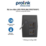 Bộ lưu điện UPS PROLiNK PRO700SFC (650VA) công suất 360W sạc siêu nhanh dùng cho PC Wifi Camera