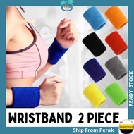 AIDA 2pcs Wristband 8cm Cotton Sweat Towel Sport Gelang Tangan Tuala Yoga Zumba Football Grab Rider 