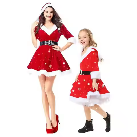 Cosplay Christmas Clothes Women Dress Red Santa Claus One Piece Dress Costume Festivals Party Dresse