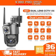 V380 Pro V86 Wireless dual lens outdoor waterproof 360 cctv with audio and speaker IP Security Cameras wifi cctv camera for house full color night vision surveillance camera